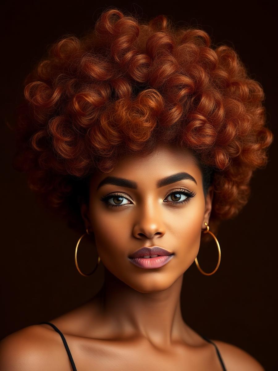 Copper curly blowout on natural texture